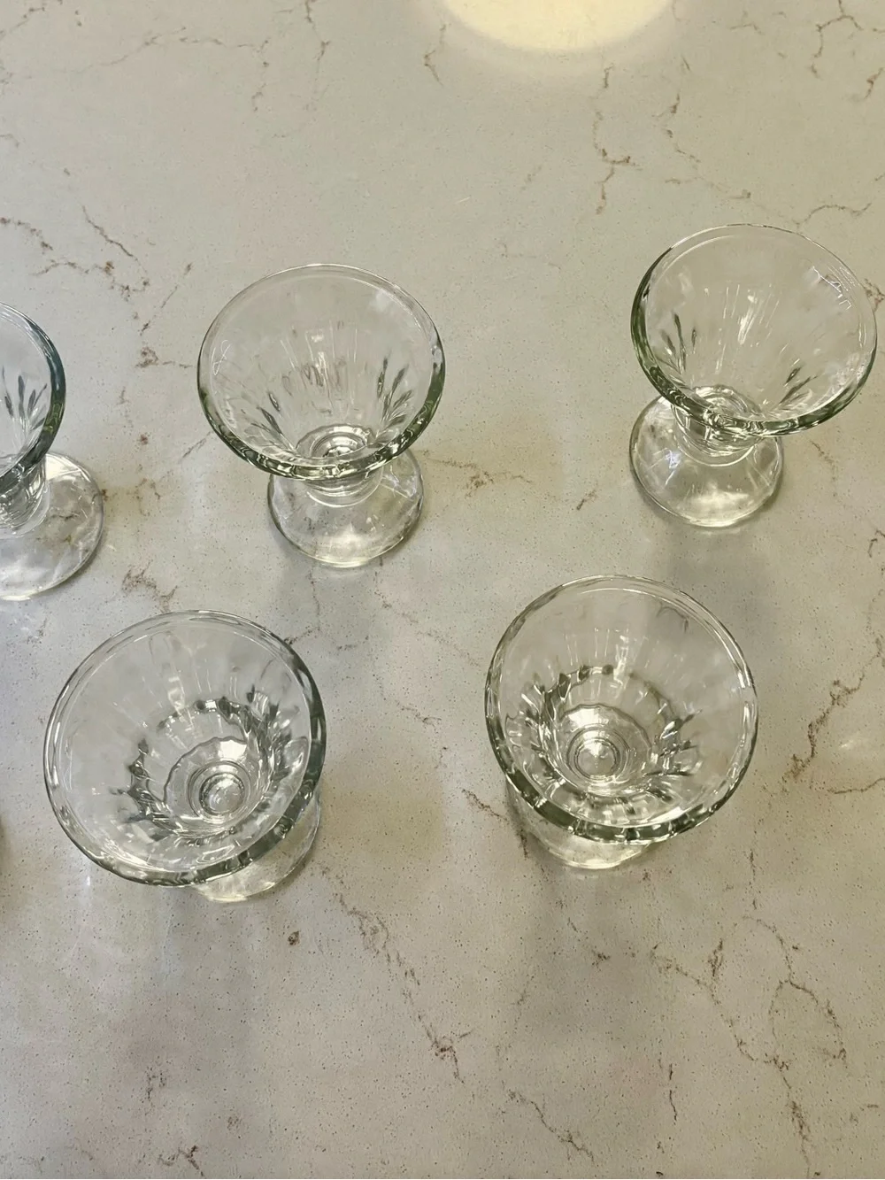 Set of 7 New Old Stock Libbey Clear Glass Tulip Sundae Cups - Vintage